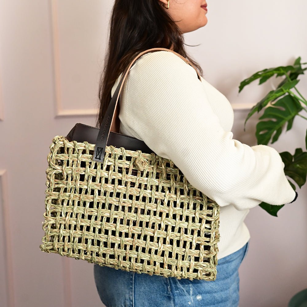 Sabai Mesh Small Luxe Carry Bag - Natural - Kadam Haat