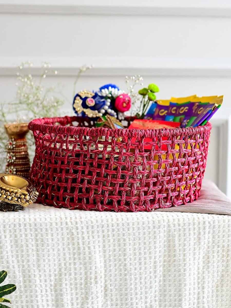 Sabai Trousseau Basket - Red Zari - Kadam Haat