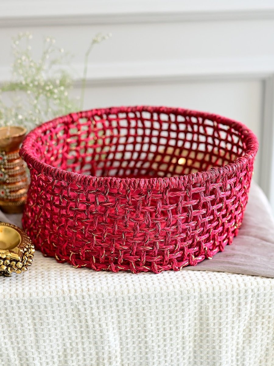 Sabai Trousseau Basket - Red Zari - Kadam Haat