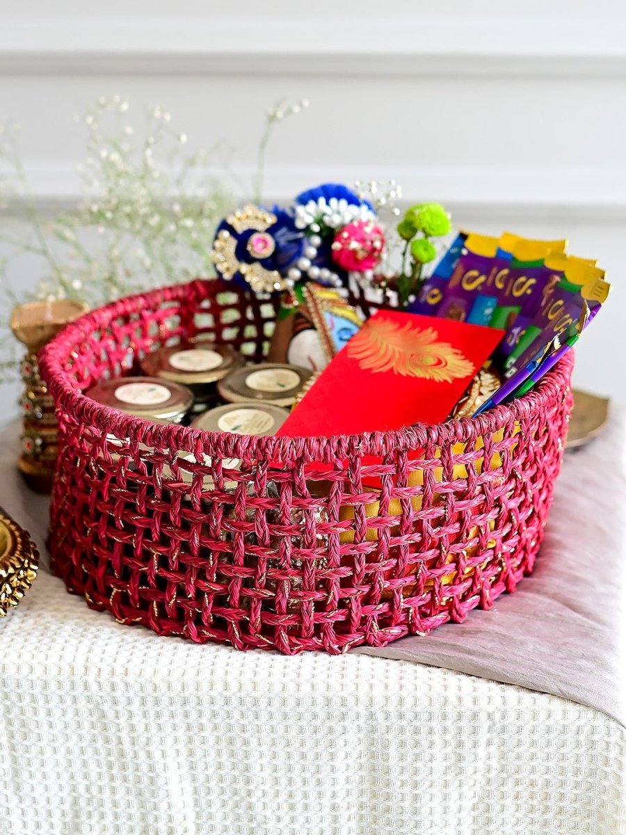 Sabai Trousseau Basket - Red Zari - Kadam Haat