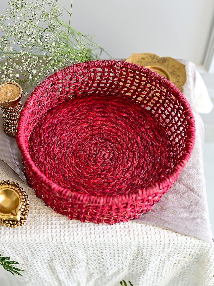 Sabai Trousseau Basket - Red Zari - Kadam Haat