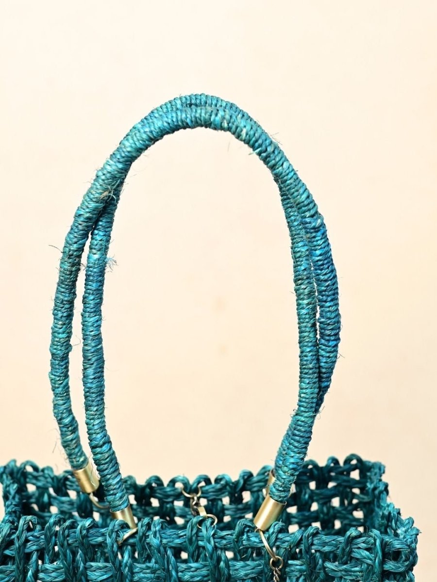Vegan handmade sabai grass bag - indigo - Kadam Haat