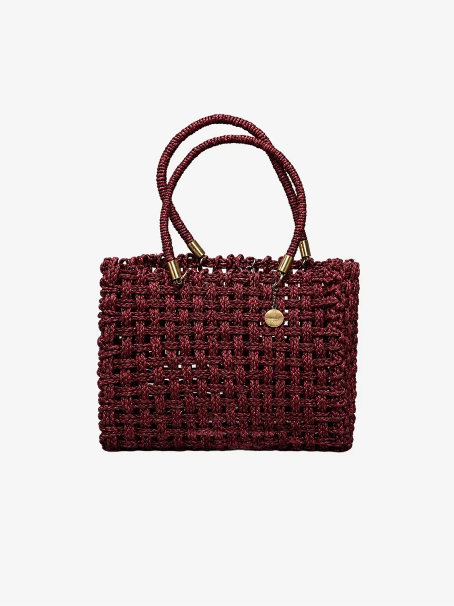 Vegan Handmade Sabai Grass Bag - Wine - Kadam Haat
