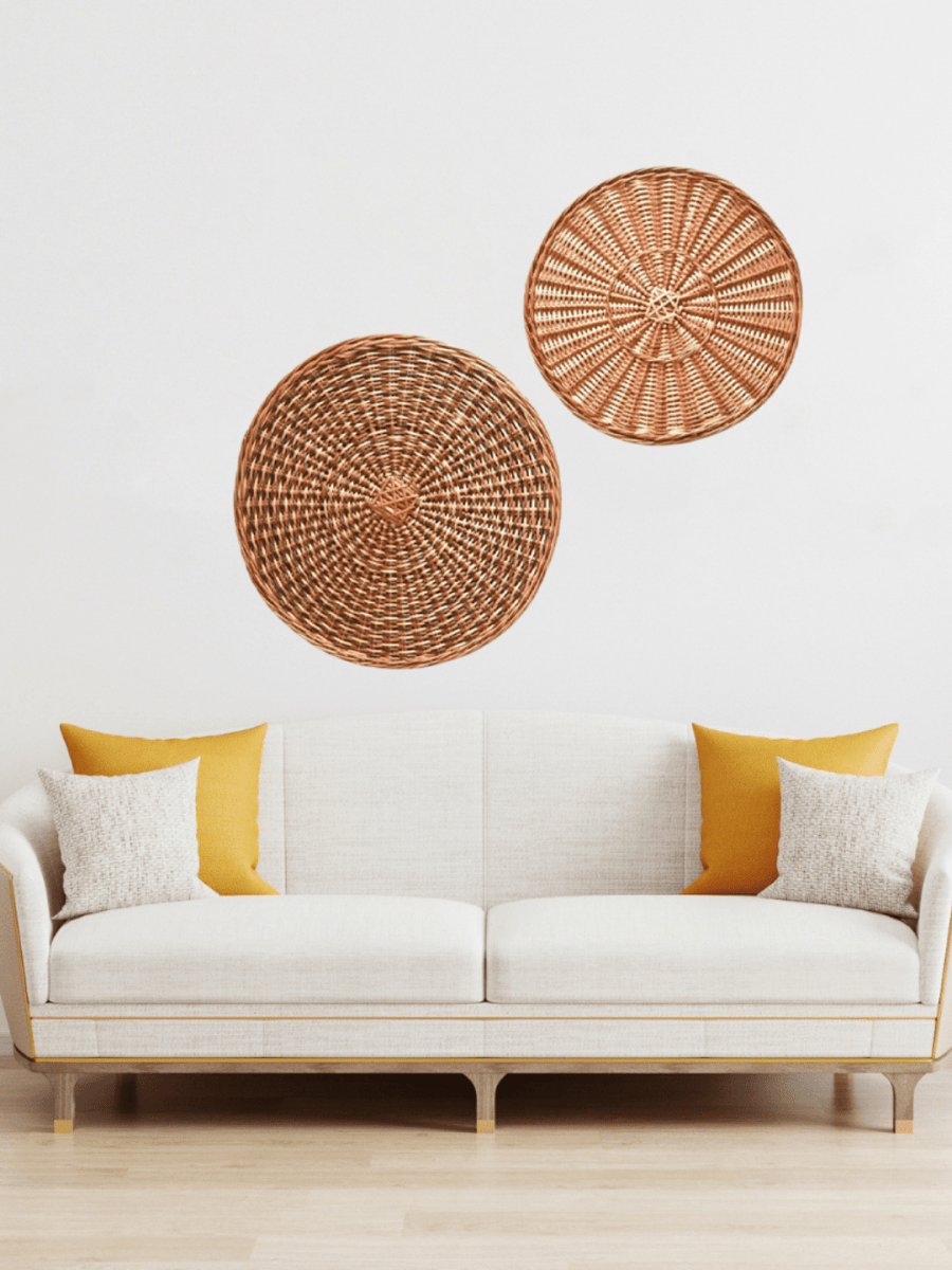 Wicker Wall Plate Set of 2 - Kadam Haat