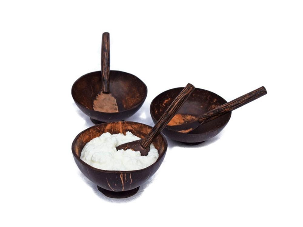Kadam Haat Handmade Coconut Shell Bowls with Spoon Set