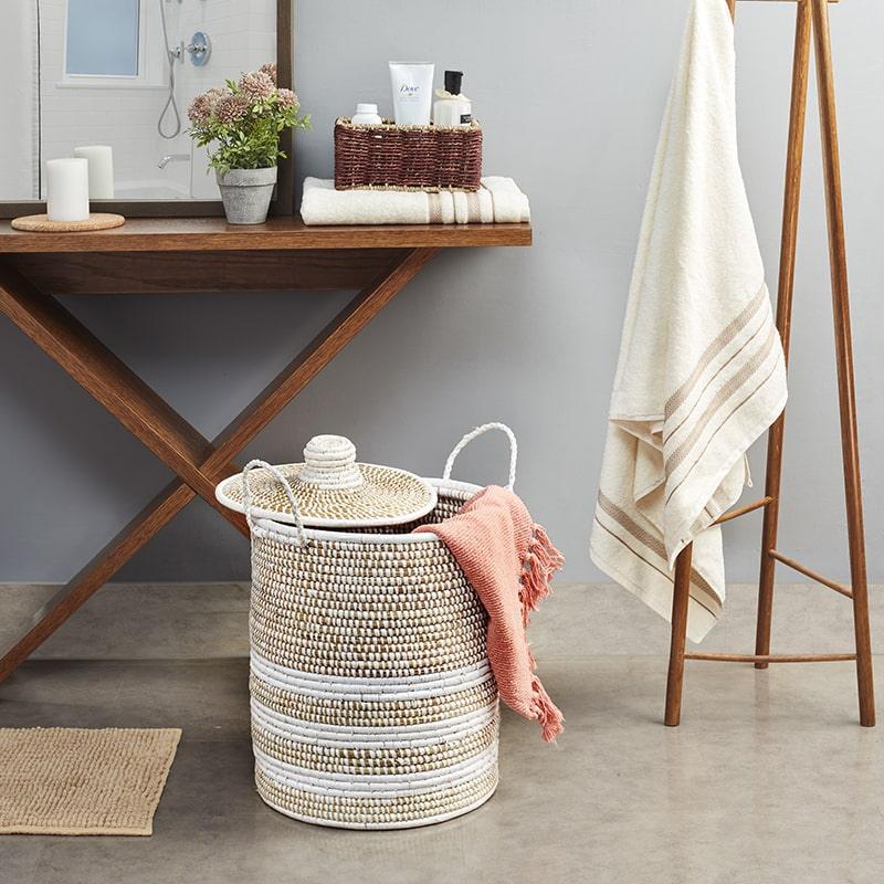 Handmade Moonj Grass Laundry Basket - Kadam Haat